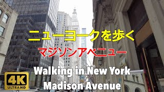 【4K】ニューヨークを歩く。マジソンアベニュー、ミッドタウン　マンハッタン。Walking in New York. Madison Avenue, Midtown Manhattan.