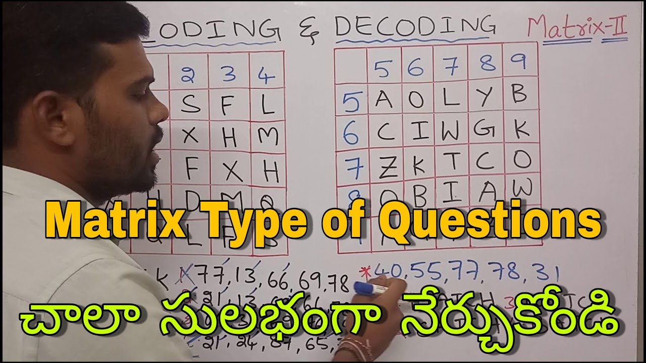 Coding and Decoding in Telugu || Class-6 || Matrix based Questions || For All Competitive Exams ||
