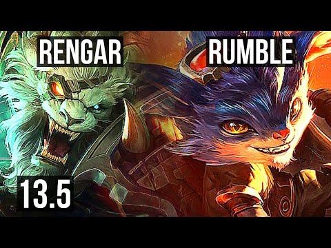 RENGAR vs RUMBLE (TOP) | 9/0/5, 3.6M mastery, 1100+ games, Legendary | KR Master | 13.5