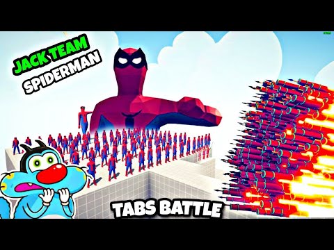 JACK 100x SPIDERMAN + GIANT SPIDERMAN vs OGGY EVERY GODS - Totally Accurate Battle Simulator TABS