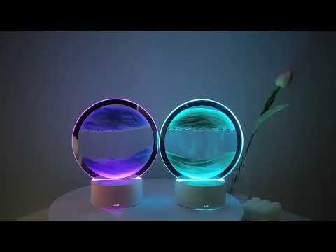Creative 7 Colors USB 3D Sandscape Table Night Lamp Moving Quicksand LED Bedside Lamps Office Home