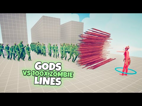 GODS vs 100x ZOMBIE LINES | TABS Modded Gameplay