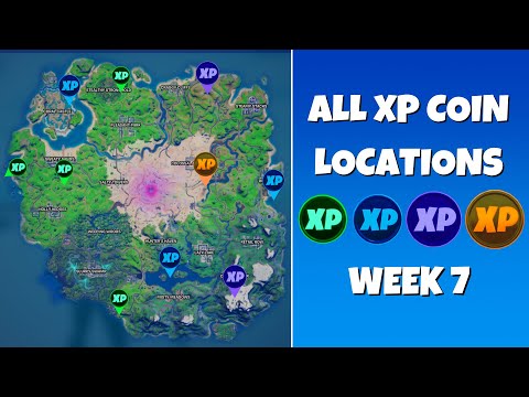 All 10 XP Coins Locations in Fortnite Season 5 Chapter 2 Week 7! (Green, Blue, Purple, and Gold)