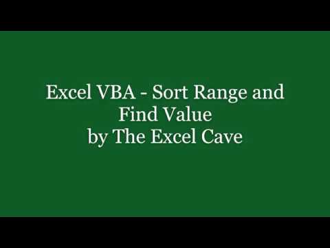 Excel VBA Sort Range and Find Value