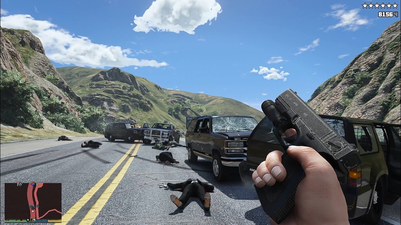 GTA 5 - Michael's Mount Mansion Assassination + Ten Star Heat Escape [R.D.E 4.1.1]