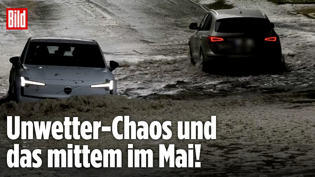 MÜNCHEN: Hagelberge wie im Winter stoppen Verkehr in Bayern! Und das mitten im Mai!
