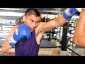 VERGIL ORTIZ PERFECTING BRUTAL COMBINATIONS ON MITTS AND BAG FOR MEAN MACHINE FIGHT