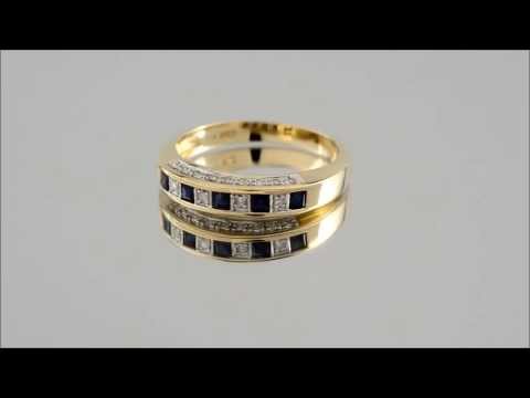 9ct Gold Diamond And Sapphire Half Eternity Ring - D8842