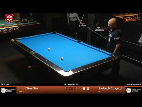 NK Straight Pool 2017 | Elise Qiu v Zadrach Singadji | Hoofdronde B