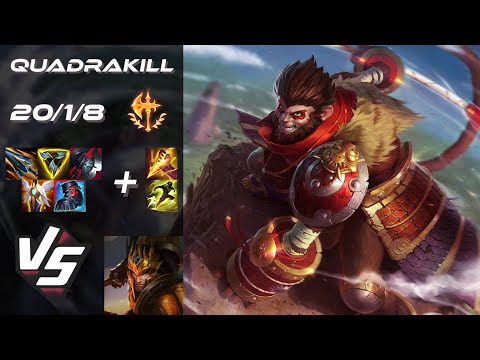 JUNGLE Wukong vs Jarvan IV [QUADRAKILL] - NA Grandmaster Patch 25.21