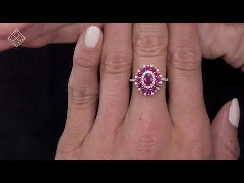 1.55ct Ruby Asteria Collection Diamond Halo Ring in 18K Gold - FT09-T