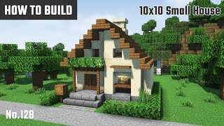 マイクラ建築：砂岩とトウヒで作る暖炉のある家の作り方。10x10ブロックで簡単に。No.128【Minecraft】