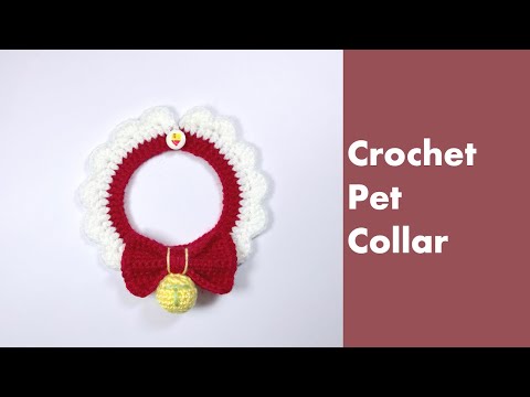 Crochet pet collar with bowknot | Crochet cat collar | Crochet dog collar