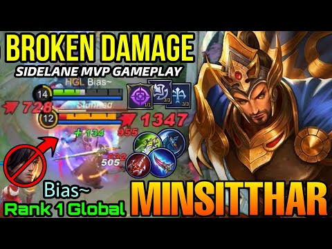 Minsitthar Gilded King Sidelaner MVP Play - Top 1 Global Minsitthar Bias~ - MLBB