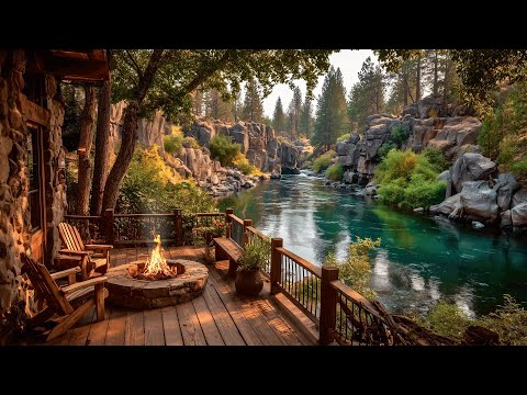 Cozy Summer Morning Ambience | Riverside Cabin Porch & Relaxing Nature Sounds for Reading, Sleeping