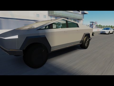 Tesla Cybertruck Plaid vs Ferrari Sf15T and supercars at Nurburgring