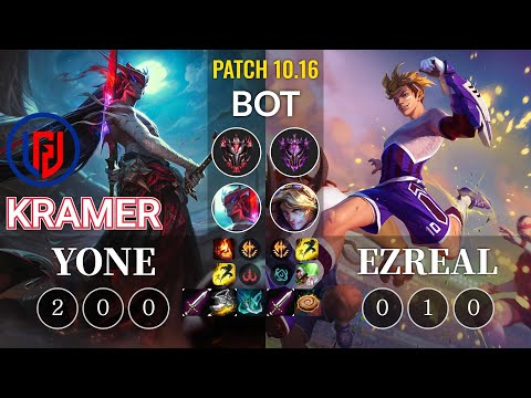 LGD Kramer Yone vs Ezreal Bot - KR Patch 10.16