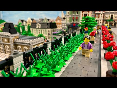 Mauer verlängert, Gehwege und Zäune - Bau einer Lego Stadt Teil 248.