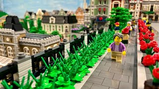 Mauer verlängert, Gehwege und Zäune - Bau einer Lego Stadt Teil 248.