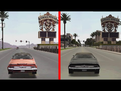 Driver 2 (PS1) vs ReDriver 2 (PC) vs Open Driver (Pre Alpha) - Las Vegas Strip comparison