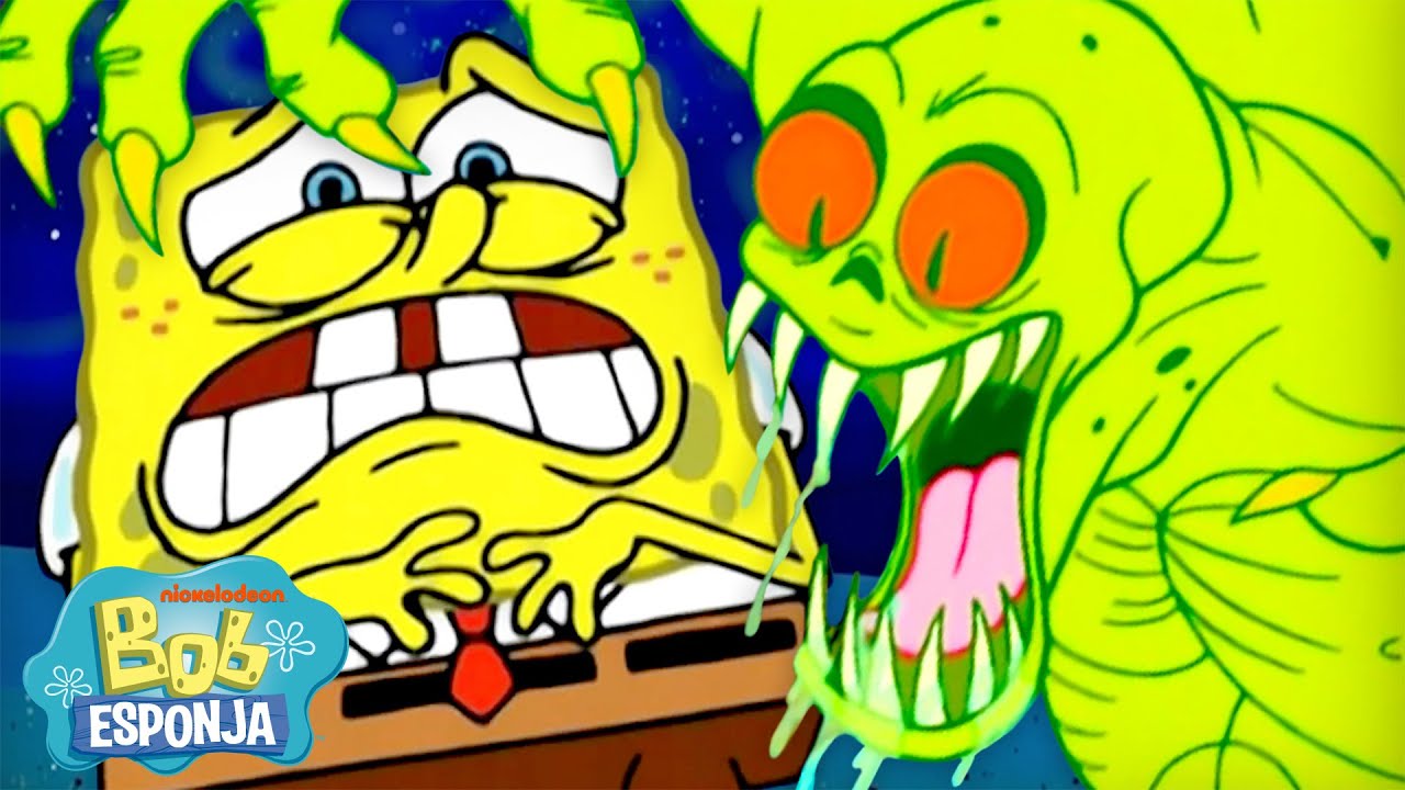 Bob Esponja | Os Momentos MAIS ASSUSTADORES de Bob Esponja! 😱 | Compilação de 60 Minutos | Português