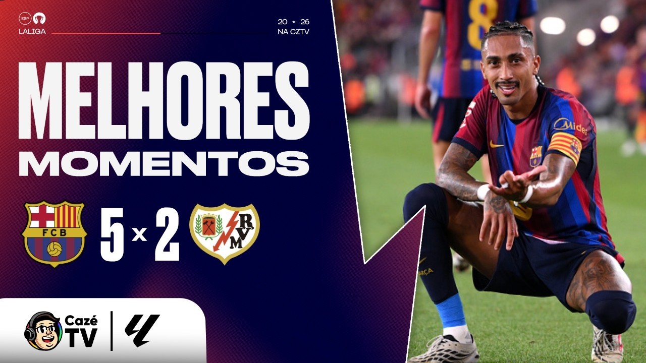 MELHORES MOMENTOS: BARCELONA 5 X 2 RAYO VALLECANO | LALIGA 26/27 | 3ª RODADA