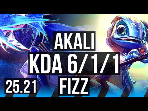 AKALI vs FIZZ (MID) | 6/1/1 | NA Master | 25.21