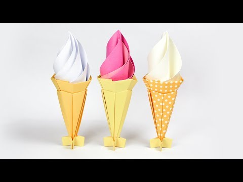 Origami Ice Cream Cone Tutorial - Paper Kawaii
