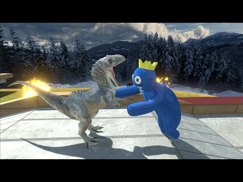RAINBOW FRIEND BLUE VS INDOMINUS REX DEATH RUN - Animal Revolt Battle Simulator