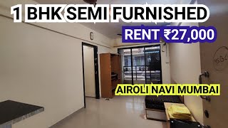 1 BHK semi furnished flat rent on airoli Navi Mumbai #rentals #flat #airoli