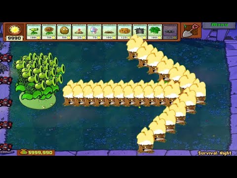 Plants vs Zombies Minigames Zombotany 2 - 1 Threepeater vs Giga-Gargantuar