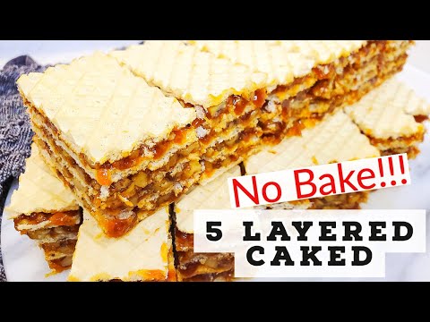 No Bake 5 Layered Cake | Romanian Cake | Napolitane cu Caramel si Nuca