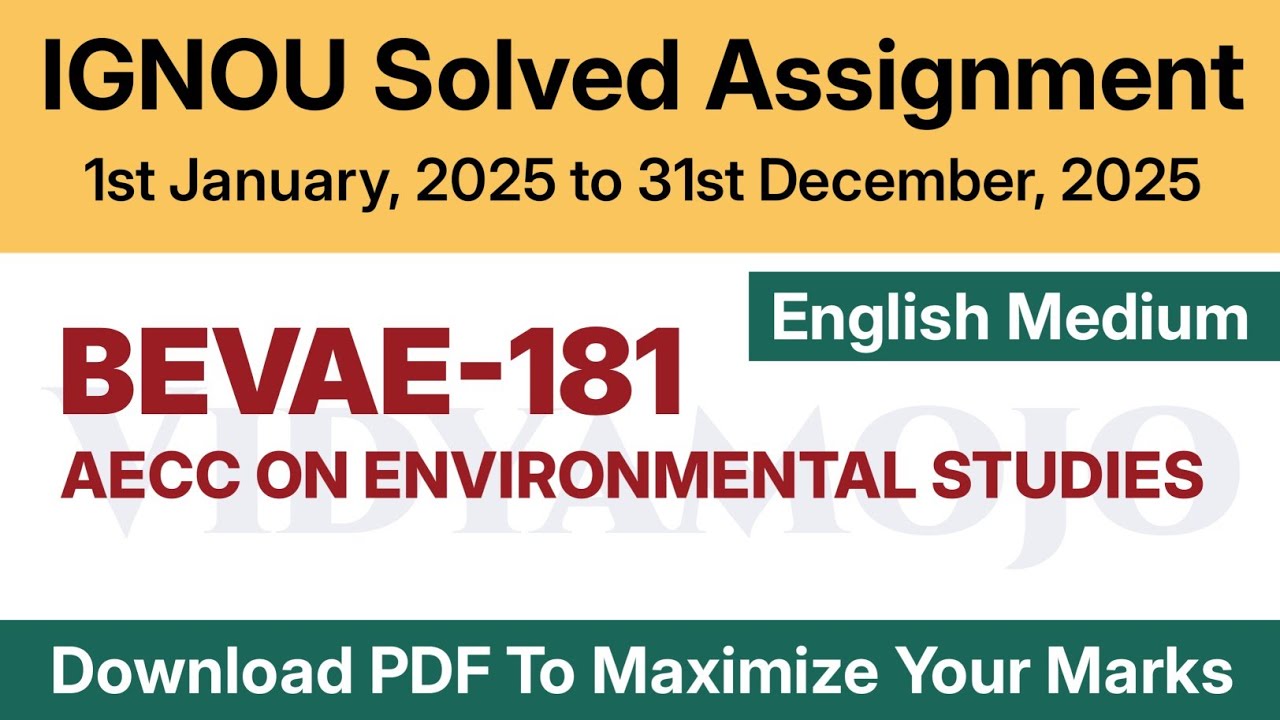 IGNOU BEVAE 181 Solved Assignment 2024-25 English Medium PDF Download | IGNOU BEVAE 181 2025