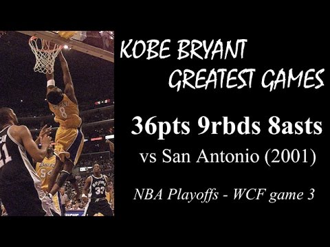 Kobe Bryant greatest games: 36pts 9rbs 8asts vs Spurs (2001 playoffs - G3)