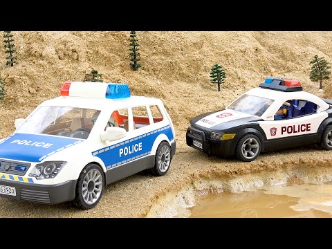 Police car thief and funny wheels | Fire trucks build pools