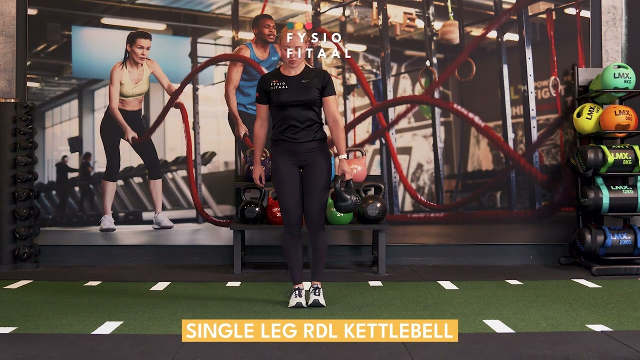 Video thumbnail: Single leg RDL kettlebell - instructional video