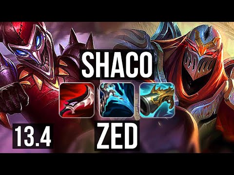 SHACO vs ZED (JNG) | 4.1M mastery, Rank 4 Shaco, Quadra, 1200+ games, 16/3/6 | KR Grandmaster | 13.4