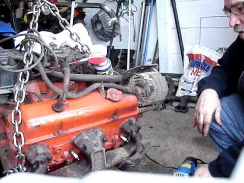 hacking rusted manifold bolts on 350 chevy engine