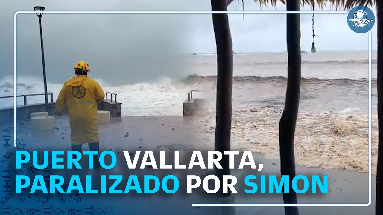 Huracán Simon baja categoría 3 entre inundaciones y calles vacías en Jalisco