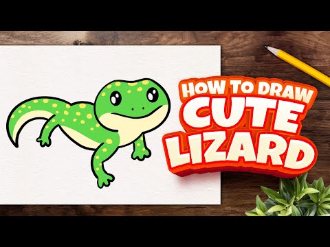How to draw cute lizard easy