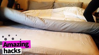 How to Put on a Duvet Cover Hack * The Roll Method *