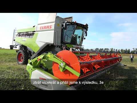 Testování CLAAS LEXION při sklizni sóji
