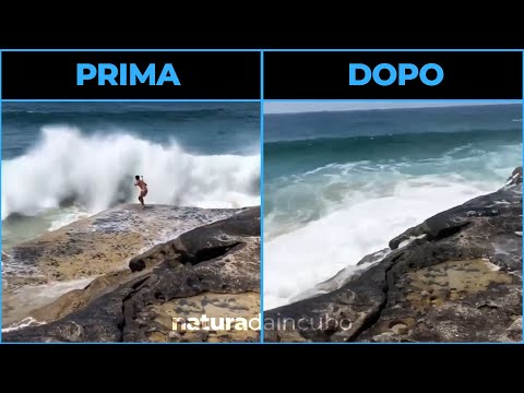 Persone Spazzate Via Da Onde Giganti