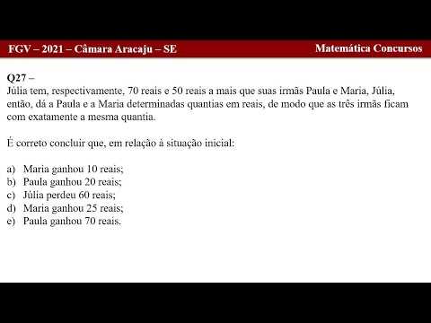 Matemática - FGV - 2021 - Q27