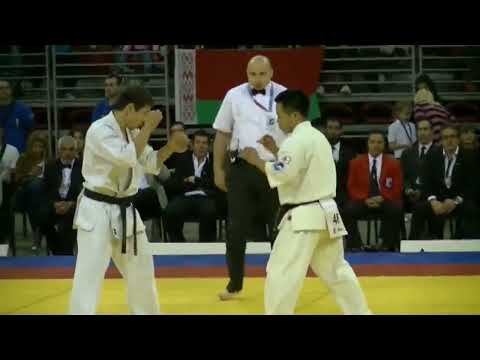 2013KWU全世界空手道選手権大会 　準決勝戦　岩澤寿英（Toshihide Iwasawa）Japan VS クミスカリーバウザン（kumiskaliyev baurzhan）kazakhstan