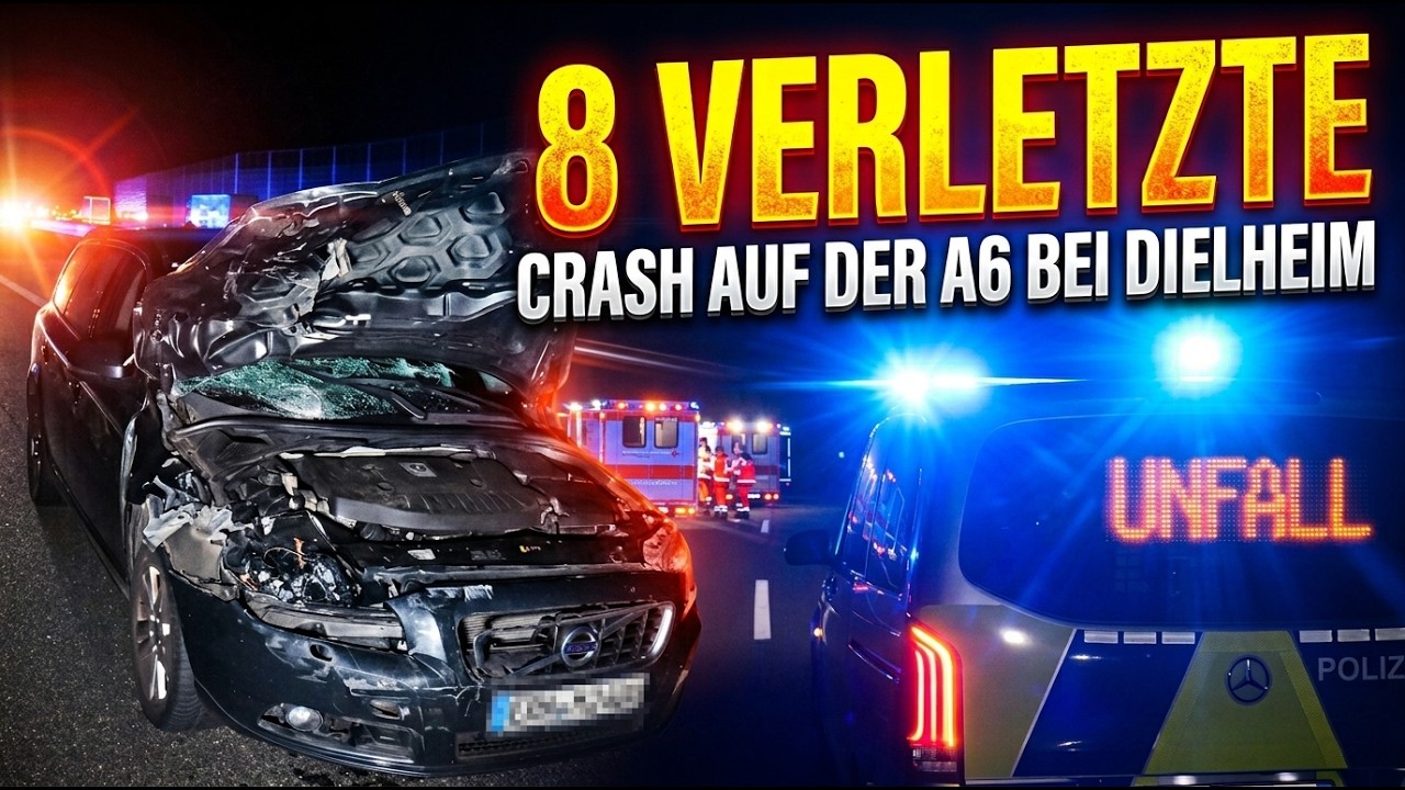 Acht Verletzte bei Unfall auf der A6 bei Dielheim