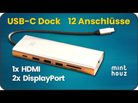 USB C Docking Station with 2x DisplayPort and 1x HDMI for Laptop MacBook or Smartphone by Minthouz