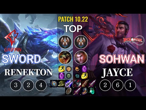 GRF Sword Renekton vs KT SoHwan Jayce Top - KR Patch 10.22