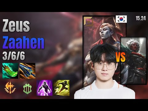 Zeus Top Zaahen vs Ambessa lol KR solo rank Full Game 15.24 | 제우스 자헨 vs 암베사