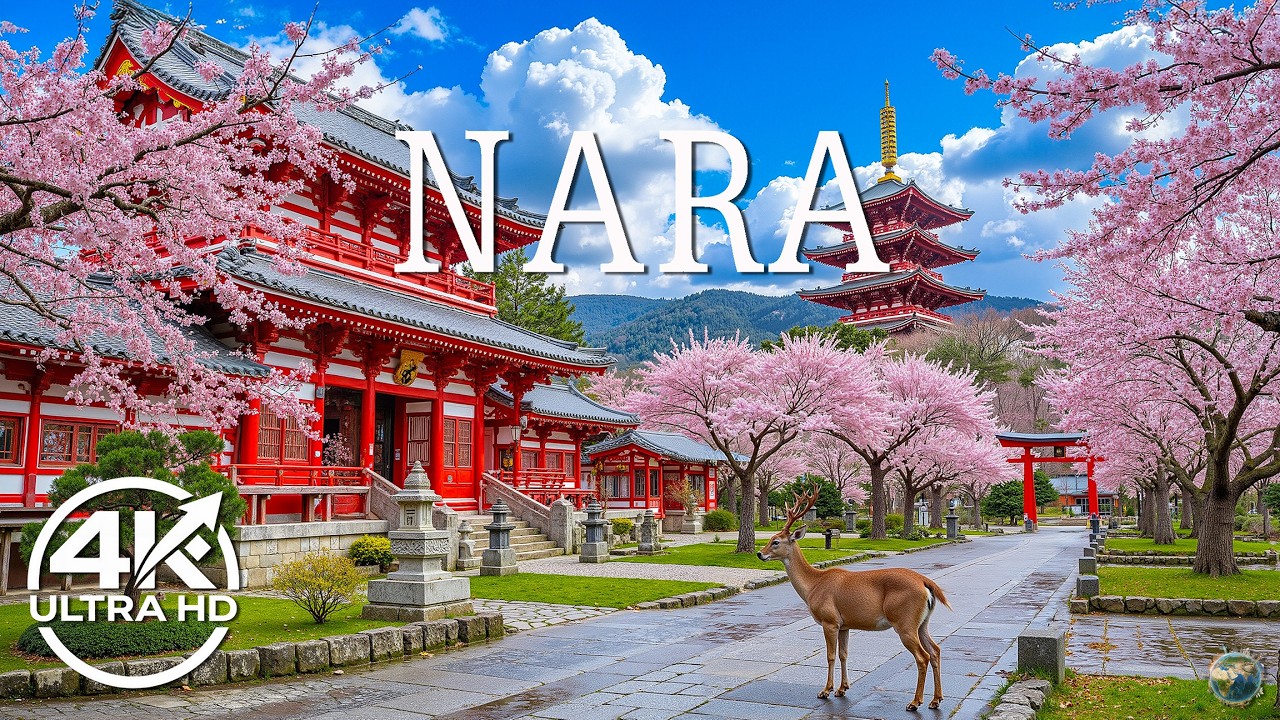 Nara Spring 4K 🌸 Stunning Sakura Landscapes, Calm Deer Paths & Ancient Temple Scenery
